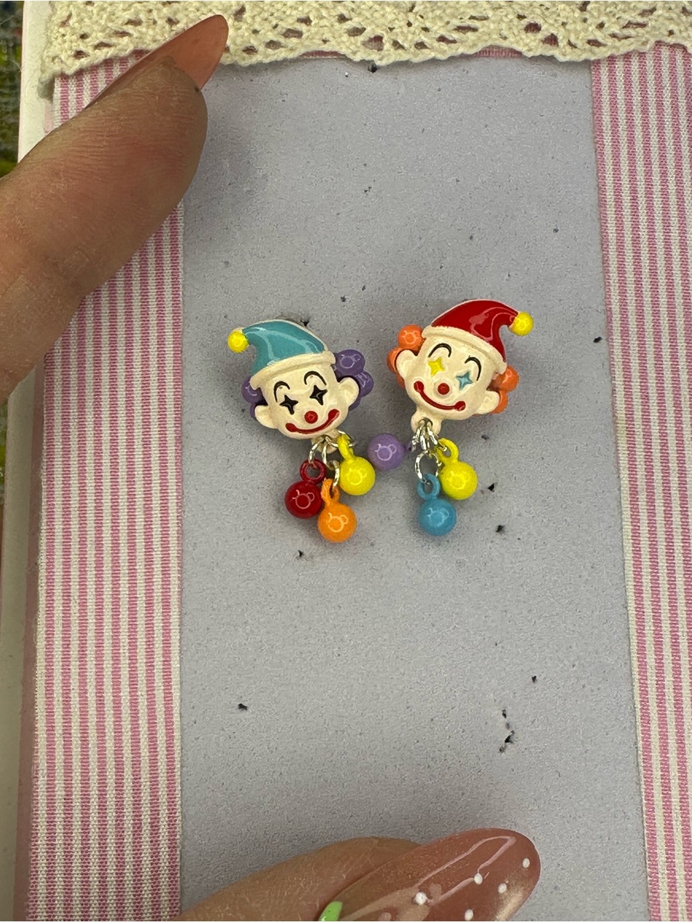 AA great Cute Clown Charm Earrings for Kids - Colorful Red & Blue